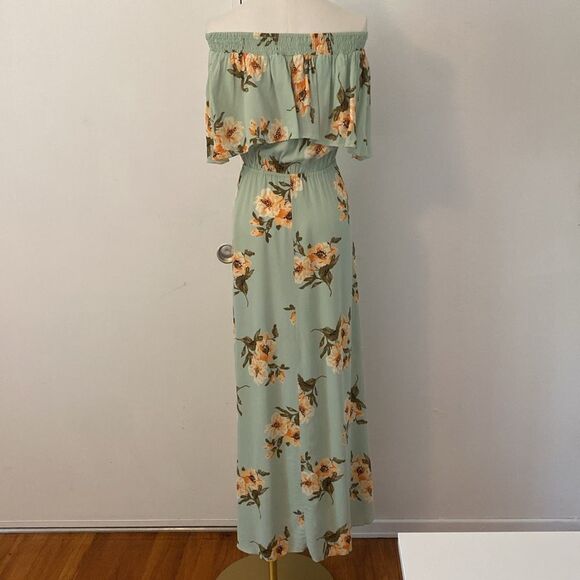Flynn Skye Mint Gatherings Miranda Off Shoulder Maxi Dress Size Medium - Picture 8 of 16